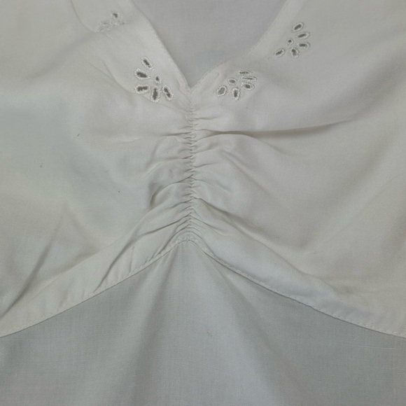 Vtg Nomadic Traders Fresco White Sweetheart Cami Shell Top XL Eyelet embroidered - Picture 4 of 12